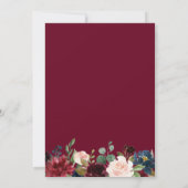 Elegante Hochzeit von Burgundy Red Blush Blue Flor Save The Date (Rückseite)