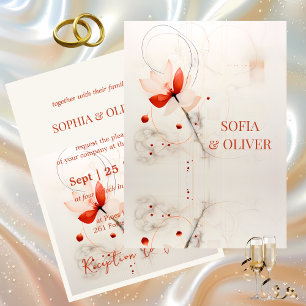 Elegante Hochzeit von Cream und Roten Poppies Einladung