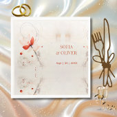 Elegante Hochzeit von Cream und Roten Poppies Serviette