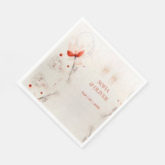 Elegante Hochzeit von Cream und Roten Poppies Serviette (Ecke)