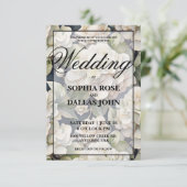 Elegante Hochzeit von Elfenbein mit rosa Wasserfar Einladung (Stehend Vorderseite)