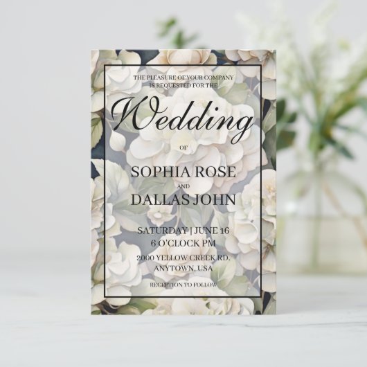 Elegante Hochzeit von Elfenbein mit rosa Wasserfar Einladung (Stehend Vorderseite)