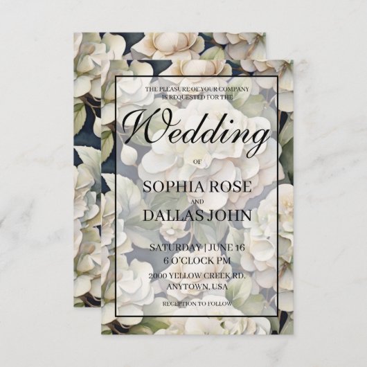 Elegante Hochzeit von Elfenbein mit rosa Wasserfar Einladung (Vorne/Hinten)