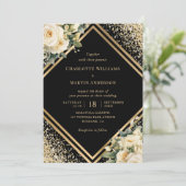 Elegante Hochzeit von Elfenbein-Rose Einladung (Stehend Vorderseite)