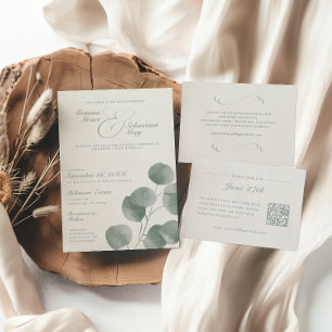 Elegante Hochzeit von Elfenbein & Sage Fall Botani Einladung