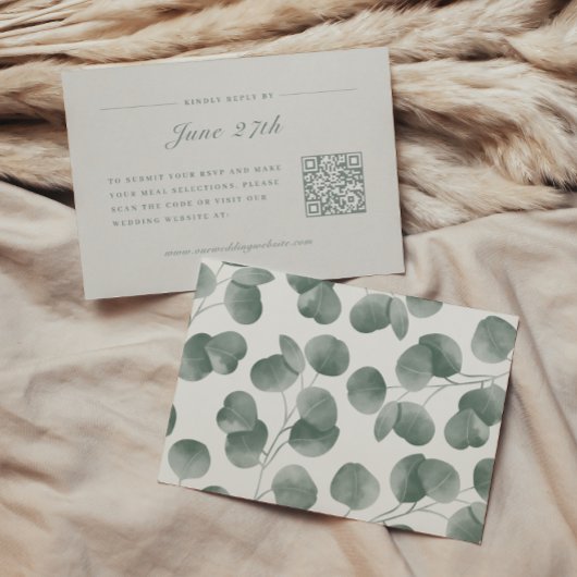Elegante Hochzeit von Elfenbein & Sage Fall Botani RSVP Karte