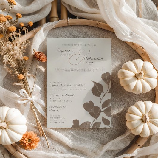 Elegante Hochzeit von Elfenbein und Ash Fall Botan Einladung