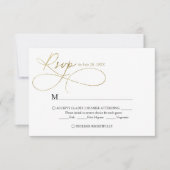 Elegante Hochzeit von Elfenbein und Gold Script RSVP Karte (Vorderseite)