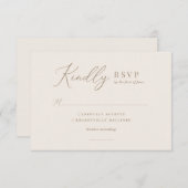 Elegante Hochzeit von Elfenbein und Goldkalligrafi RSVP Karte (Vorne/Hinten)