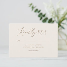 Elegante Hochzeit von Elfenbein und Goldkalligrafi RSVP Karte