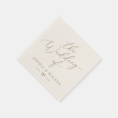 Elegante Hochzeit von Elfenbein und Goldkalligrafi Serviette (Ecke)