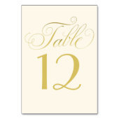 Elegante Hochzeit von Elfenbein und Goldkalligrafi Tischnummer (Rückseite)