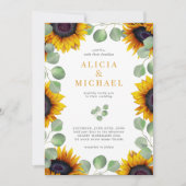 Elegante Hochzeit von Eukalyptus-Sonnenblumen Einladung (Vorderseite)