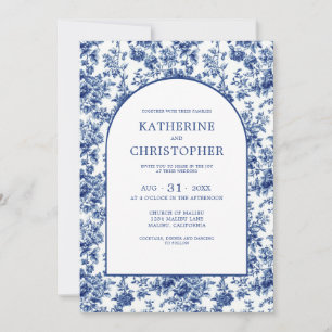 Elegante Hochzeit von French Country Blue Toile Einladung