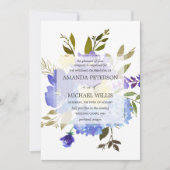 Elegante Hochzeit von Frühling-Blumen und gelben B Einladung (Vorderseite)