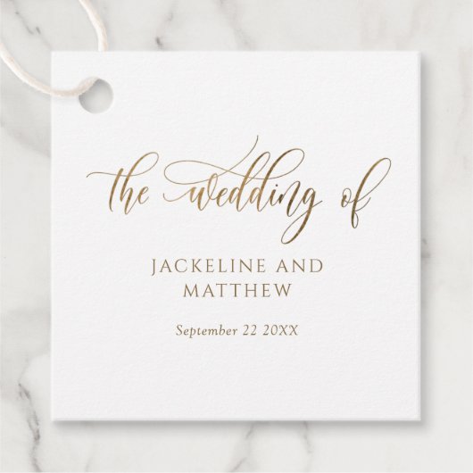 Elegante Hochzeit von Gold Calligraphy Wedding Geschenkanhänger (Vorderseite)
