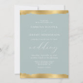 Elegante Hochzeit von Gold Torn Edge Sea Glass Einladung (Vorderseite)