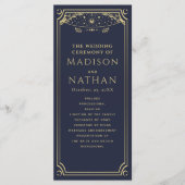 Elegante Hochzeit von Gold und Navy Tarot Programm (Vorderseite)