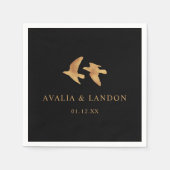 Elegante Hochzeit von Goldvögeln Serviette (Vorderseite)