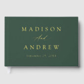 Elegante Hochzeit von Grün und Gold Foil Gästebuch (Vorderseite)