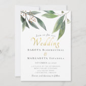 Elegante Hochzeit von Gummi-Blattgold Einladung (Vorderseite)