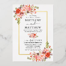 Elegante Hochzeit von Korallen mit floraler Flora 