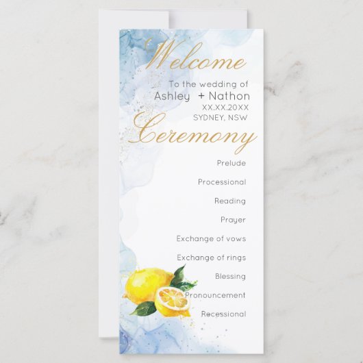 Elegante Hochzeit von Lemon Yellow & Blue Watercol (Vorderseite)