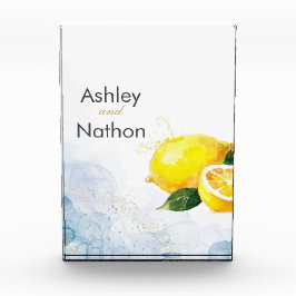 Elegante Hochzeit von Lemon Yellow & Blue Watercol Fotoblock