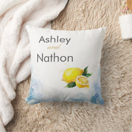 Elegante Hochzeit von Lemon Yellow & Blue Watercol Kissen