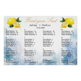 Elegante Hochzeit von Lemon Yellow & Blue Watercol Poster