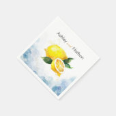 Elegante Hochzeit von Lemon Yellow & Blue Watercol Serviette (Ecke)