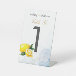 Elegante Hochzeit von Lemon Yellow & Blue Watercol Sockelschild