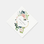 Elegante Hochzeit von Navy Blue Blush Rosa Rose Fl Serviette (Ecke)