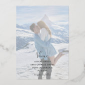 Elegante Hochzeit von Navy Blue & Gold Winter Flor Folieneinladung (Rückseite)