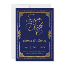 Elegante Hochzeit von Navy Blue und Gold Frame
