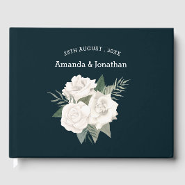 Elegante Hochzeit von Navy Blue und White Roses Gästebuch