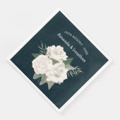 Elegante Hochzeit von Navy Blue und White Roses Serviette (Ecke)