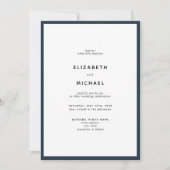 Elegante Hochzeit von Navy Blue & White Typografy Einladung (Vorderseite)