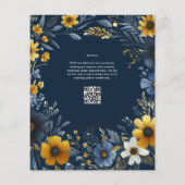 Elegante Hochzeit von Navy Blue Yellow Gold Floral (Rückseite)