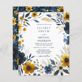 Elegante Hochzeit von Navy Blue Yellow Gold Floral