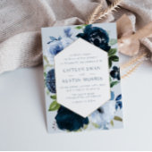 Elegante Hochzeit von Navy & Dusty blauen Blumen Einladung