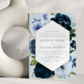 Elegante Hochzeit von Navy & Dusty blauen Blumen Einladung