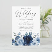 Elegante Hochzeit von Navy & Dusty Blue Watercolor Einladung (Stehend Vorderseite)