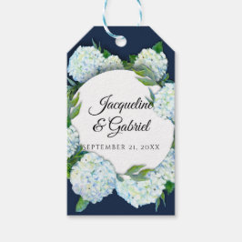 Elegante Hochzeit von Navy Floral White Hydrangea Geschenkanhänger