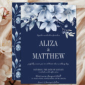 Elegante Hochzeit von Navy & Light Blue Floral Einladung