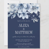 Elegante Hochzeit von Navy & Light Blue Floral Einladung