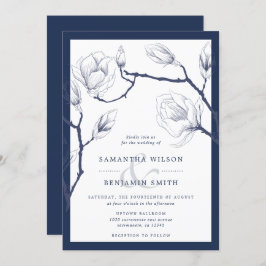 Elegante Hochzeit von Navy und White Floral Einladung