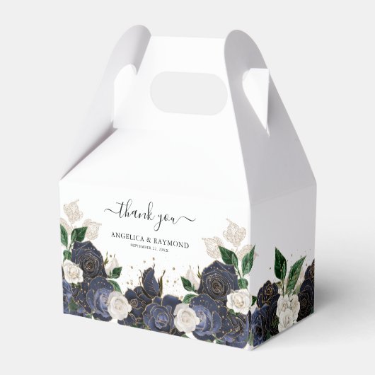 Elegante Hochzeit von Navy & White Rose Florals Geschenkschachtel (Vorderseite)
