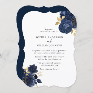 Elegante Hochzeit von Navy & White Simple Modern F Einladung