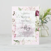 Elegante Hochzeit von Peonies Einladung (Stehend Vorderseite)